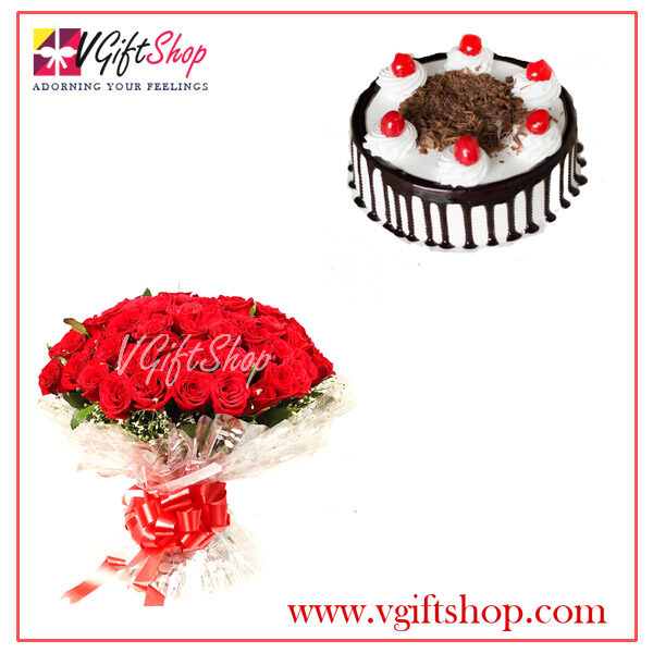Roses And Cake Combo