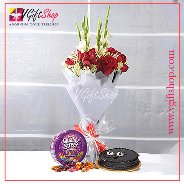 Flowers , cake and Candy Combo