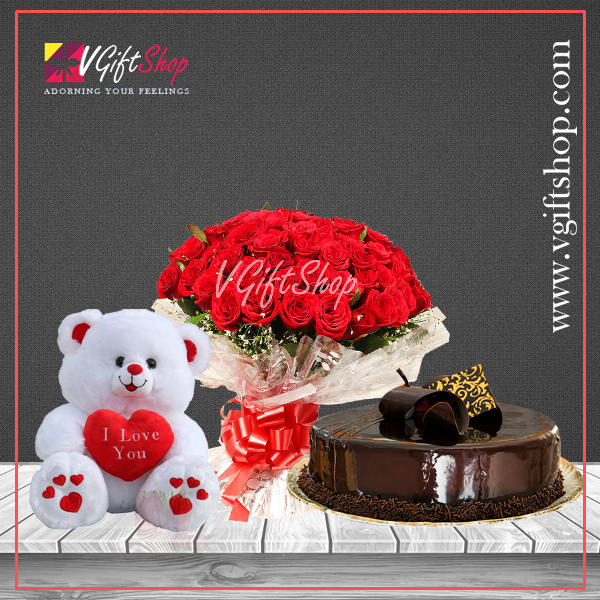 Cake Flower and teddy bear